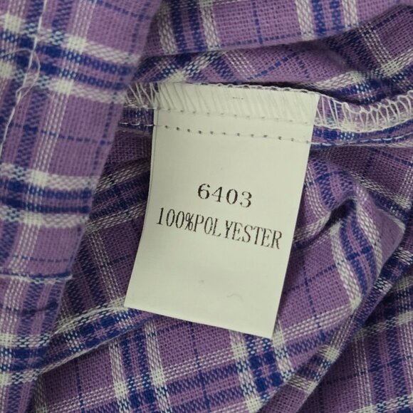 NWT | OLRAIN Purple Plaid Hooded Button-Down Shirt | Drawstring | S - Picture 4 of 5